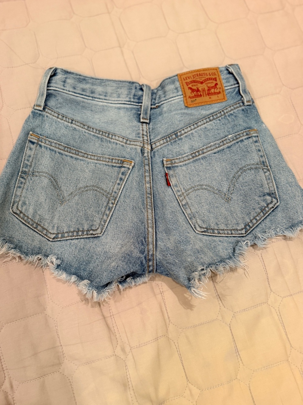 Levi's Light Wash Denim Cutoff Shorts with Frayed Hem